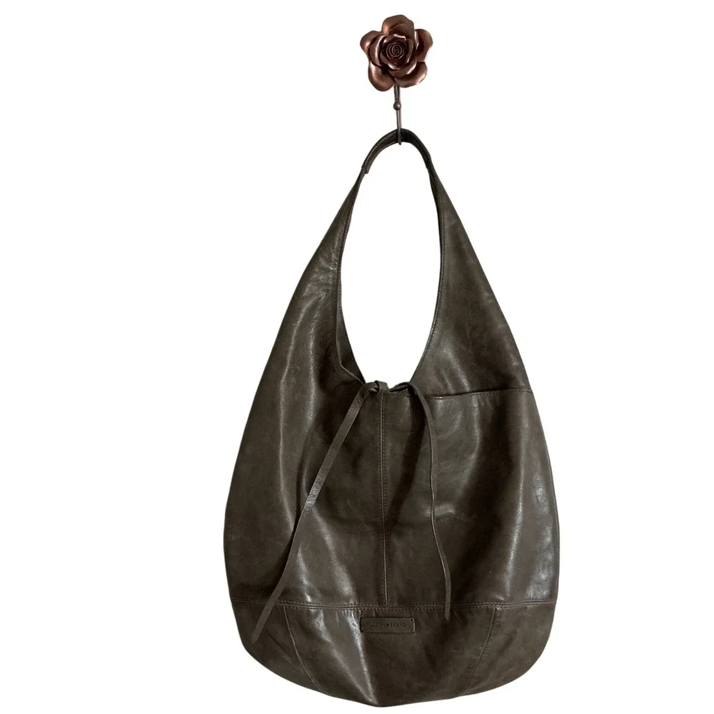 Lucky Brand Sage Green Leather Smooth Grain Mia Hobo Bag